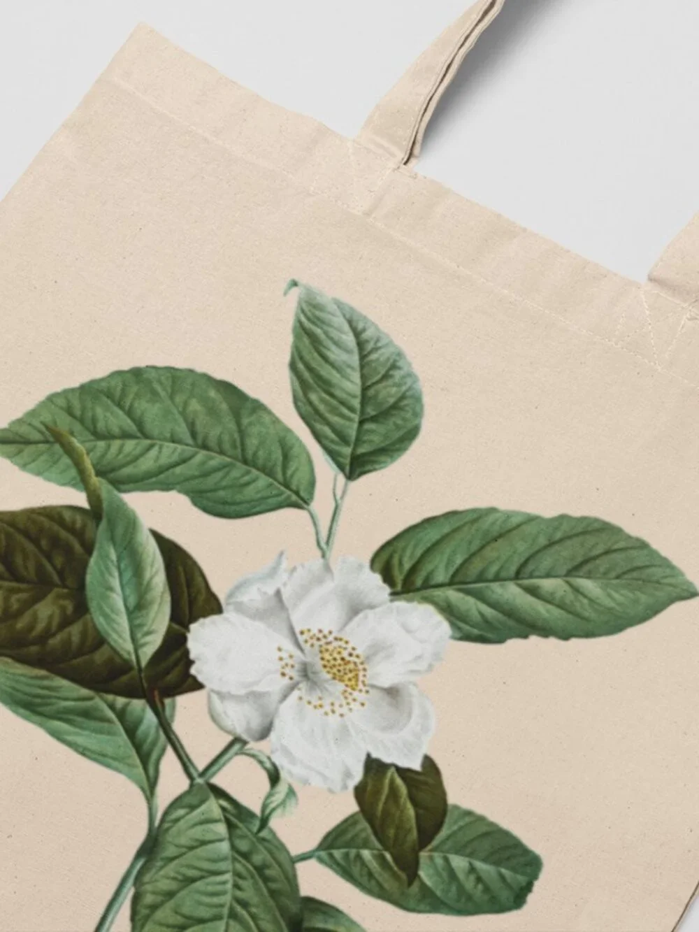 Mountain Stewartia Vintage Floral Print Graphic Canvas Tote Bag